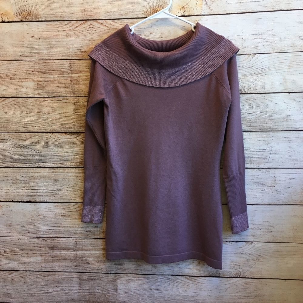 ‎QUESTIONS SHAWL COLLAR SWEATER IN MAUVE